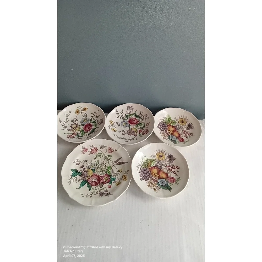Royal Horticultural Society Plates Set Floral Fruit Decorative Dishes
